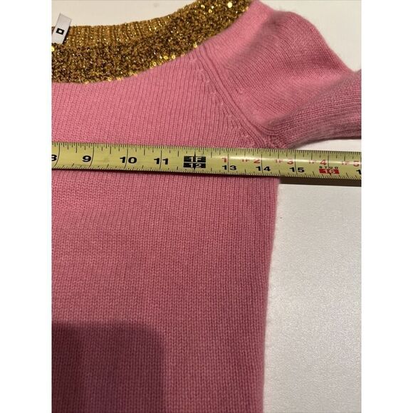 IISLI Sweater Womens XS/S 100% Cashmere Pink Gold Sequins Pullover - Picture 5 of 6